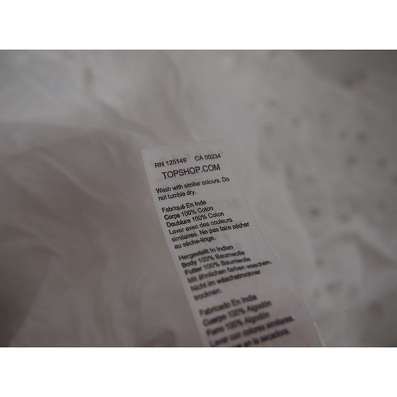 TOPSHOP Womens Broderie Midi Smock Dress 4 White Eyelet Lace Sleeveless Ruffle - Picture 7 of 7